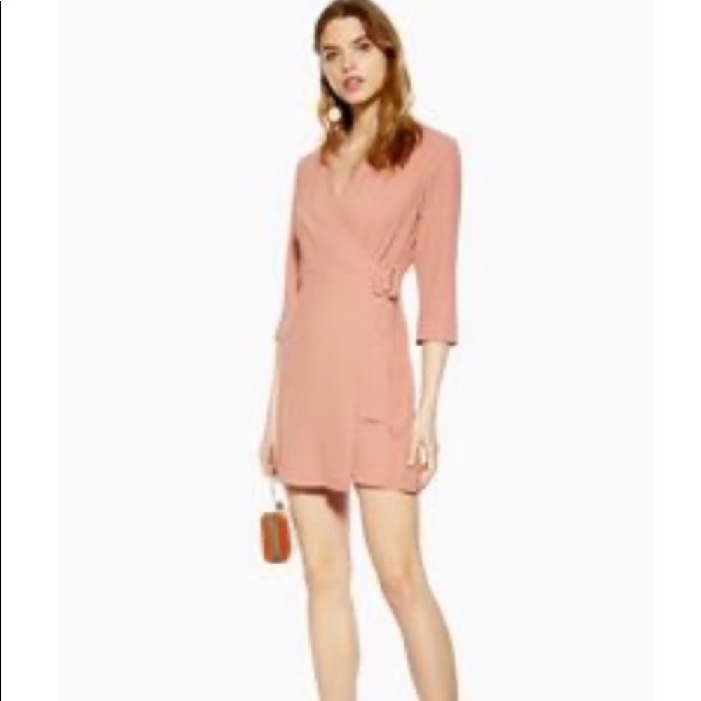 TopShop blush buckle wrap mini dress size 2